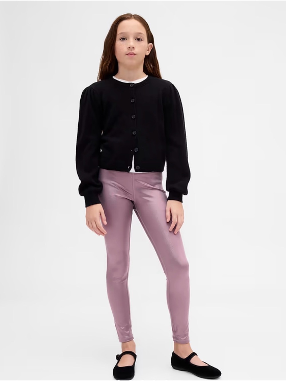 NWT Girls Shine Leggings in Amethyst Purple- size Medium